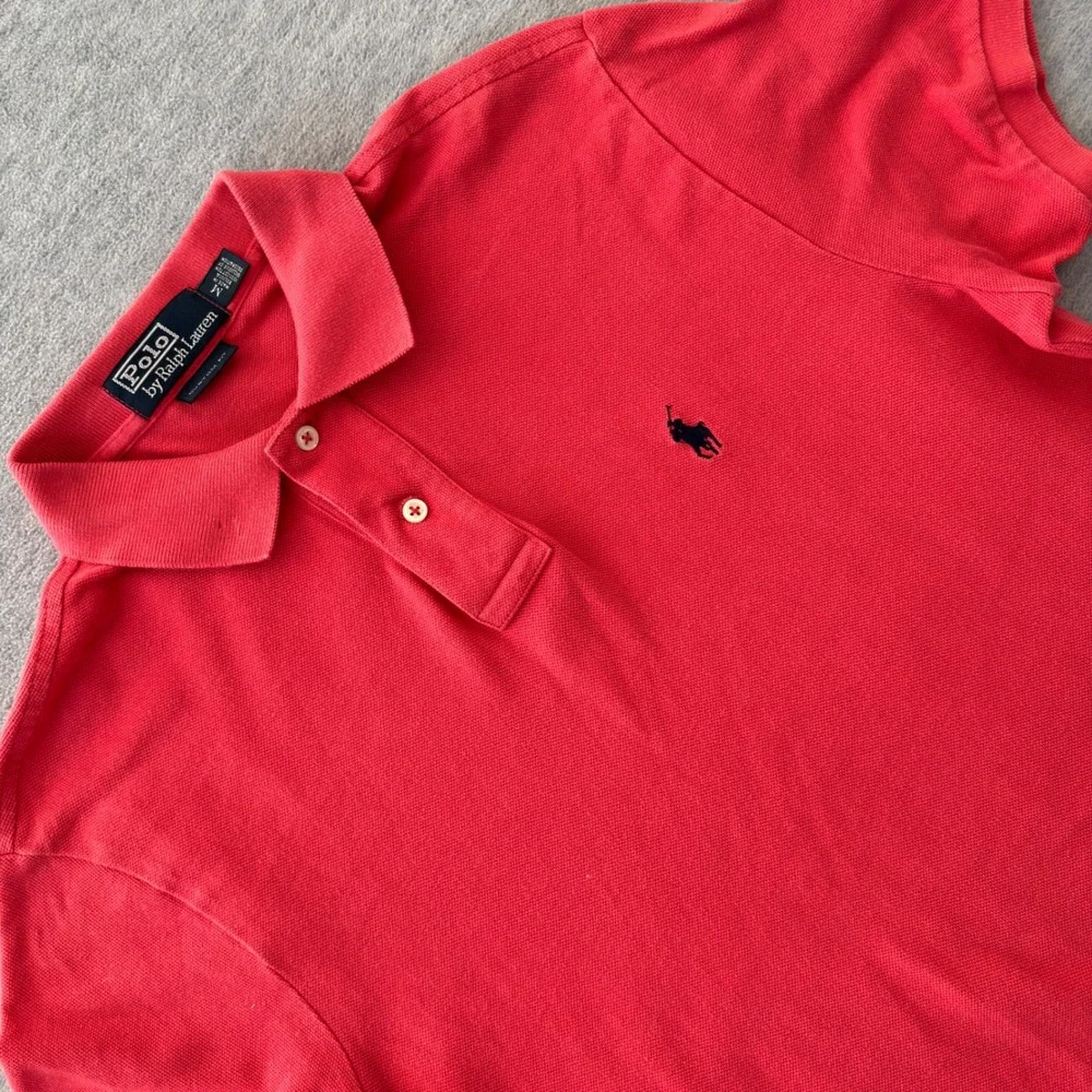Polo Ralph Lauren Mens Custom Fit Short Sleeve Polo Shirt Red Medium Logo